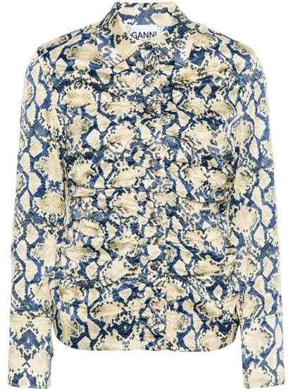 Snake-Print Satin Shirt