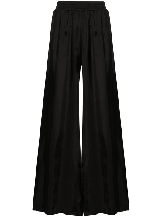Elasticated-Waist Satin Palazzo Pants