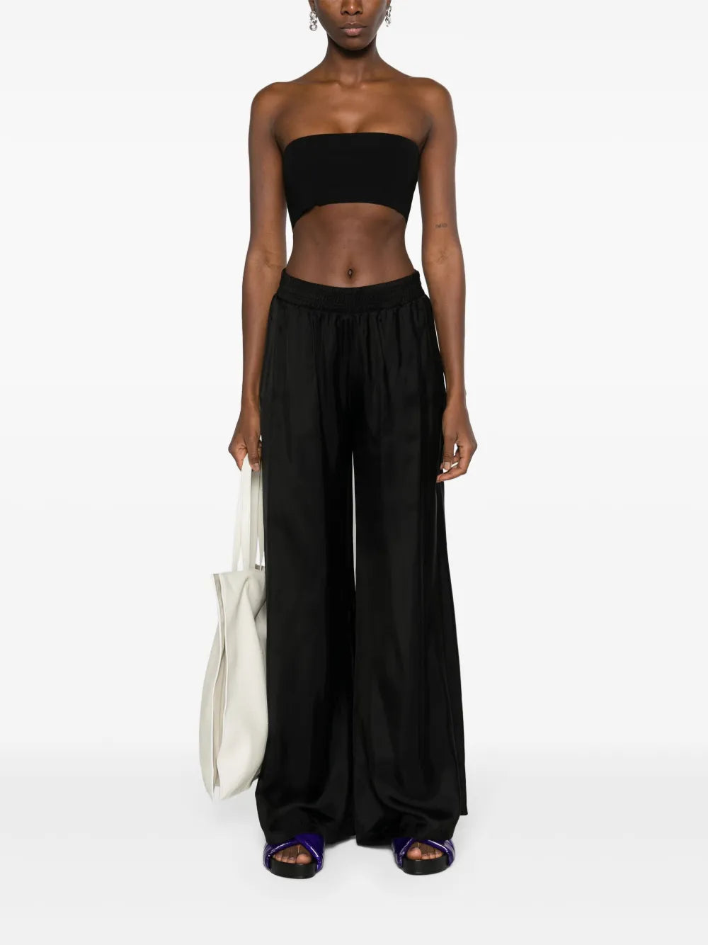 Fine-Ribbed Bandeau Crop Top