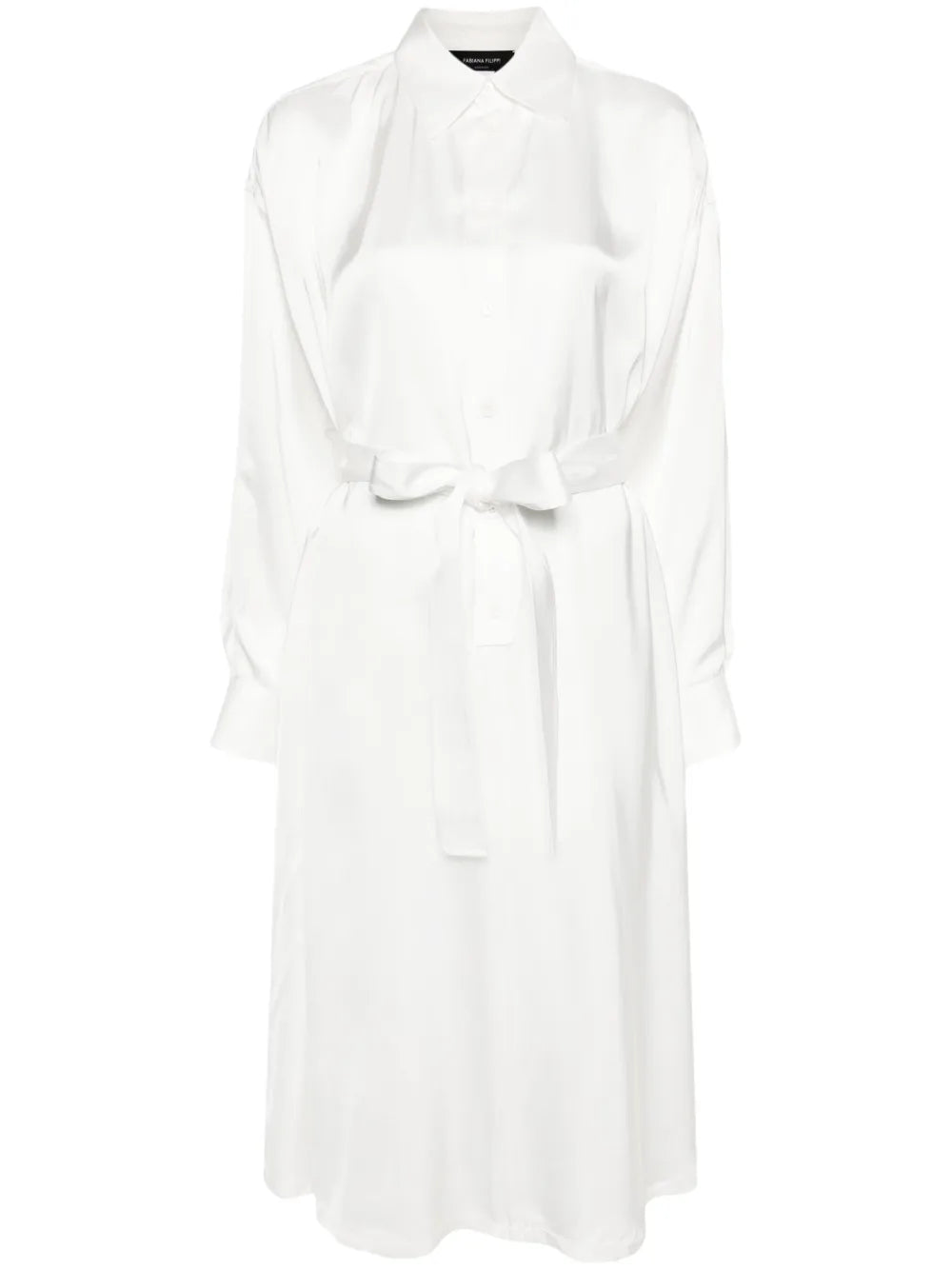 Belted Satin Shirtdress