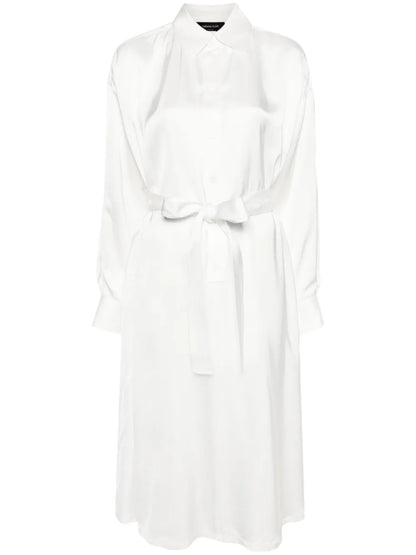 Belted Satin Shirtdress