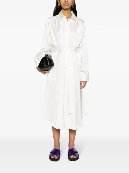 Belted Satin Shirtdress