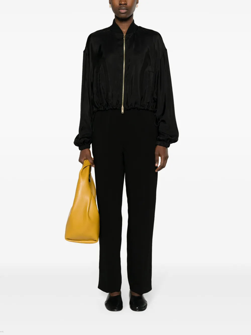 Zipped Satin Bomber Jacket