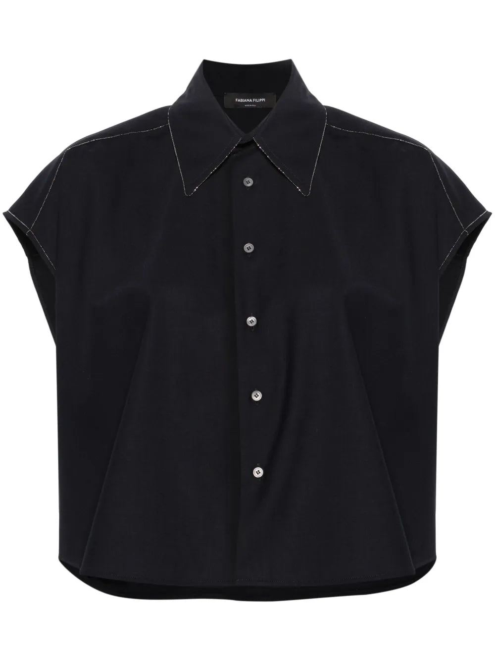 Beaded-Trim Sleeveless Shirt