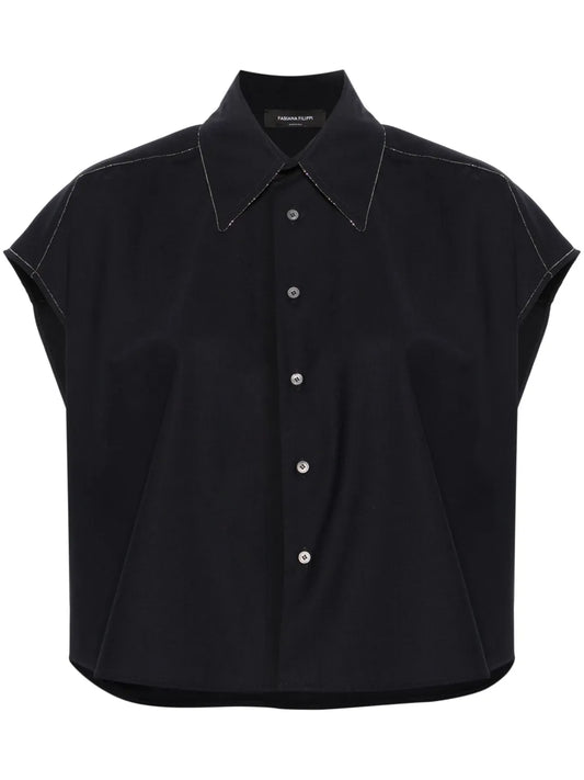 Beaded-Trim Sleeveless Shirt