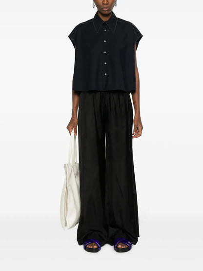 Beaded-Trim Sleeveless Shirt