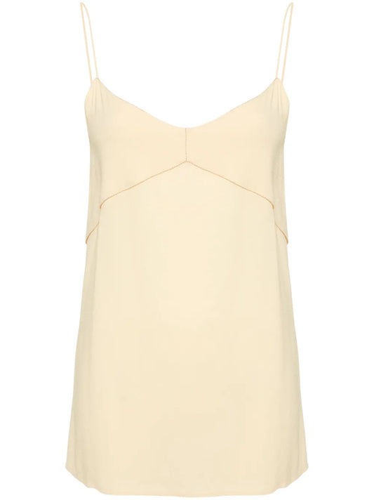 Beaded-Trim Crepe Tank Top