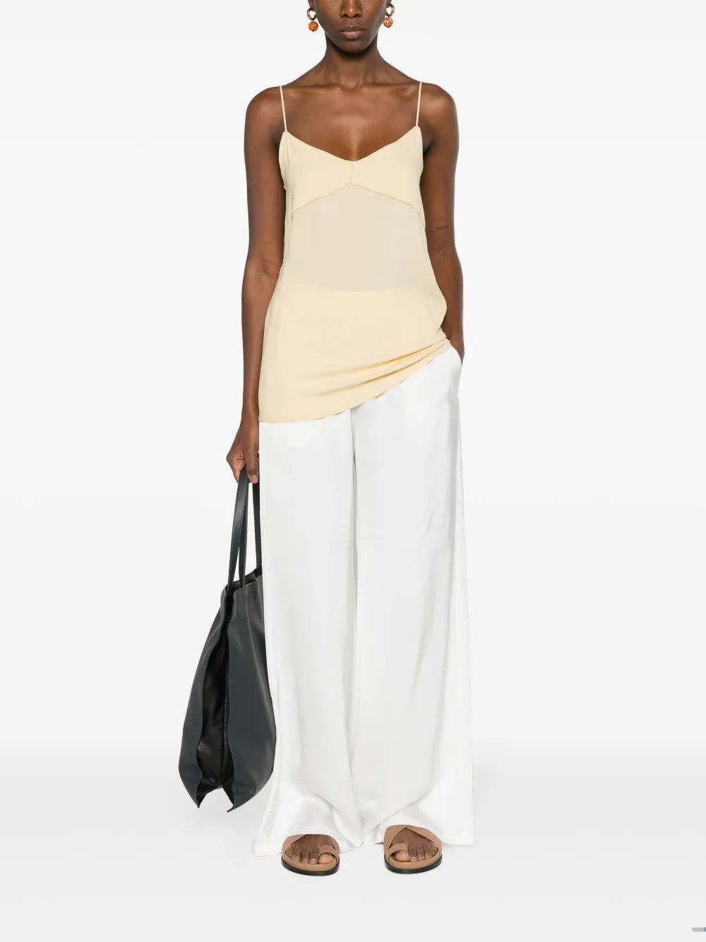 Beaded-Trim Crepe Tank Top