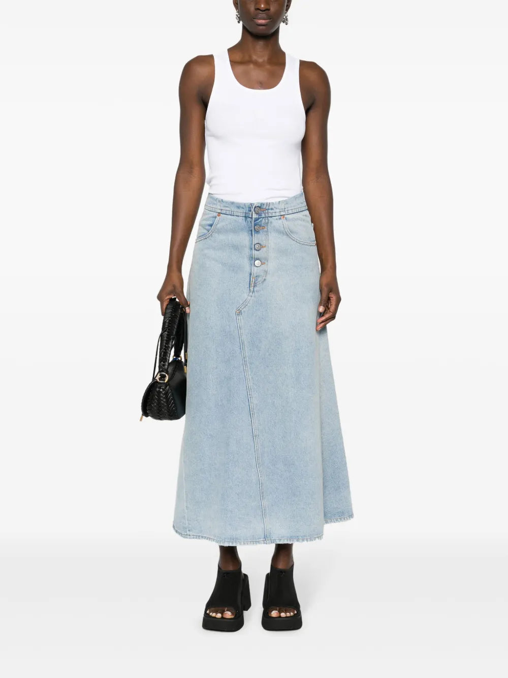Numbers-Motif Ribbed Tank Top
