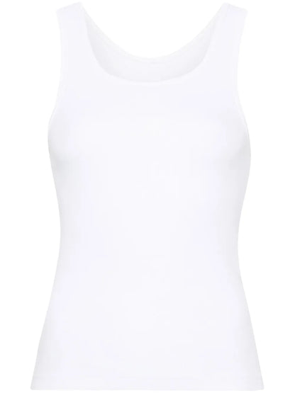Numbers-Motif Ribbed Tank Top