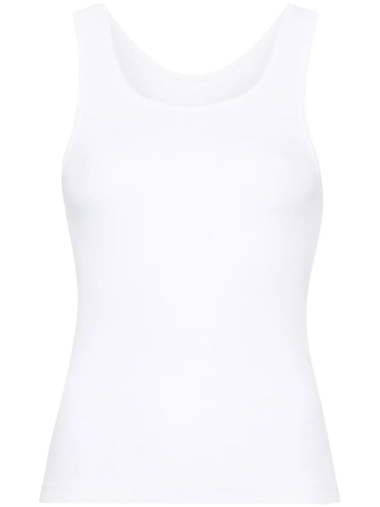 Numbers-Motif Ribbed Tank Top