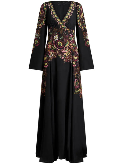 Floral-Print Crepe De Chine Dress