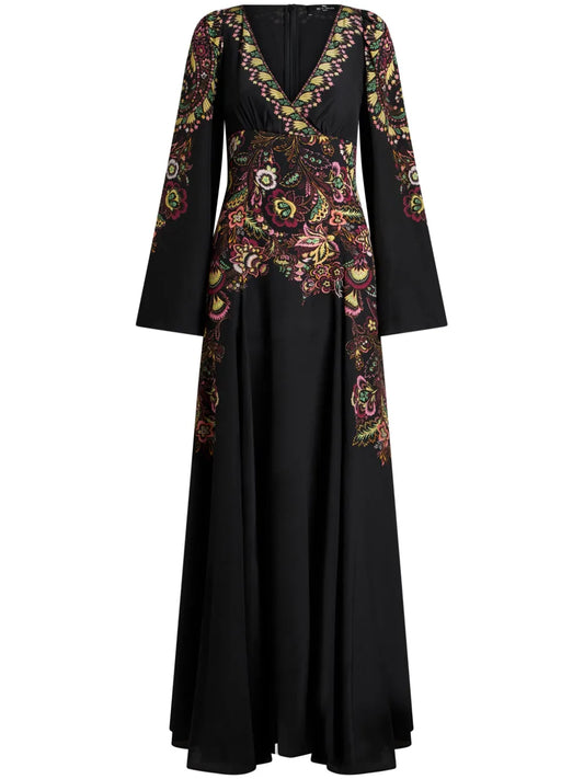 Floral-Print Crepe De Chine Dress