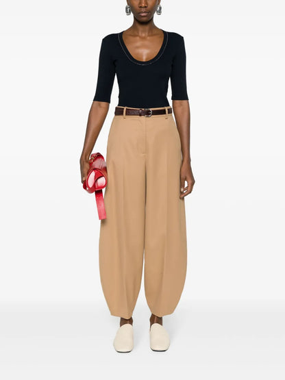 Bead-Detailing Ribbed T-Shirt