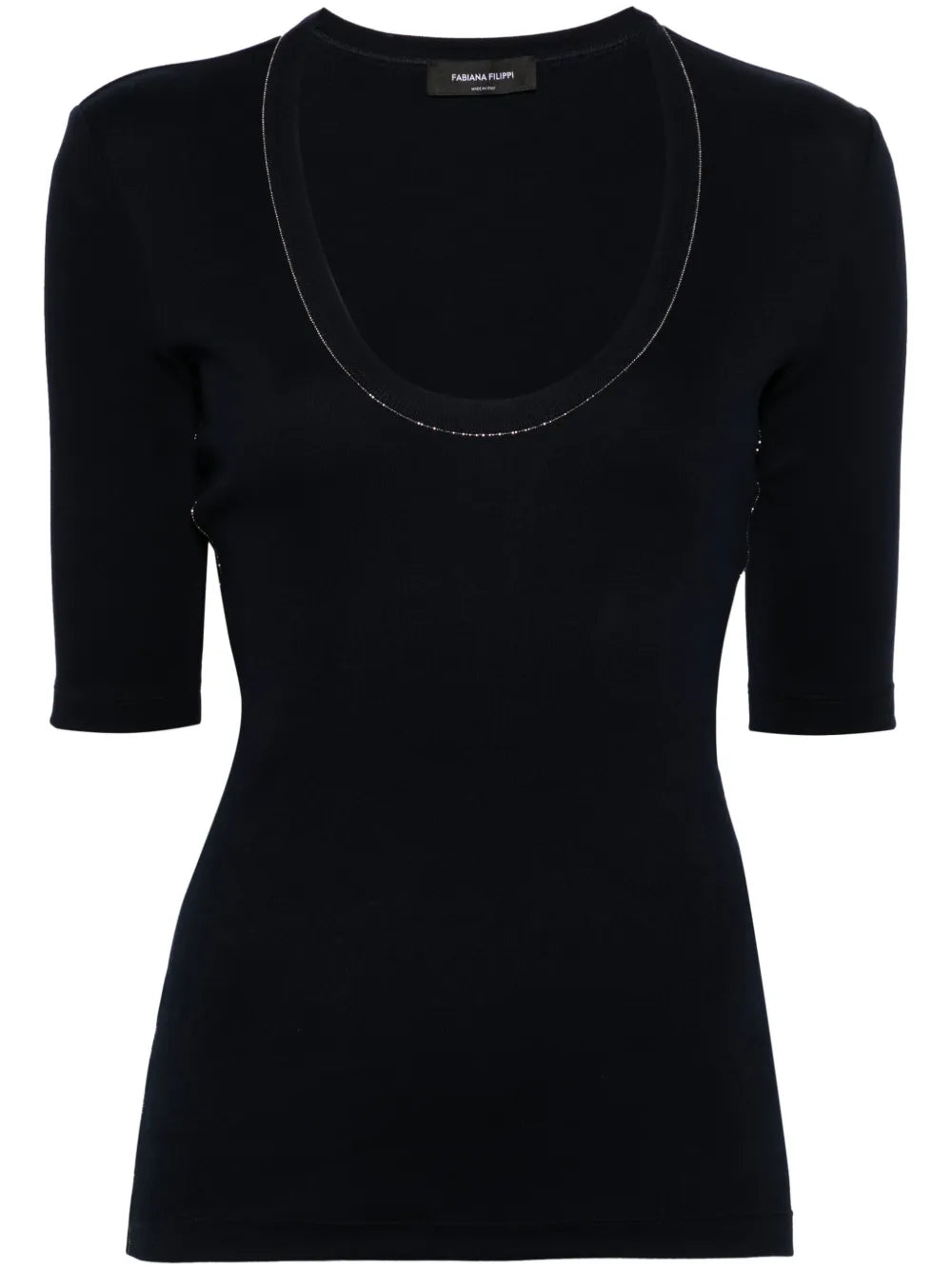 Bead-Detailing Ribbed T-Shirt