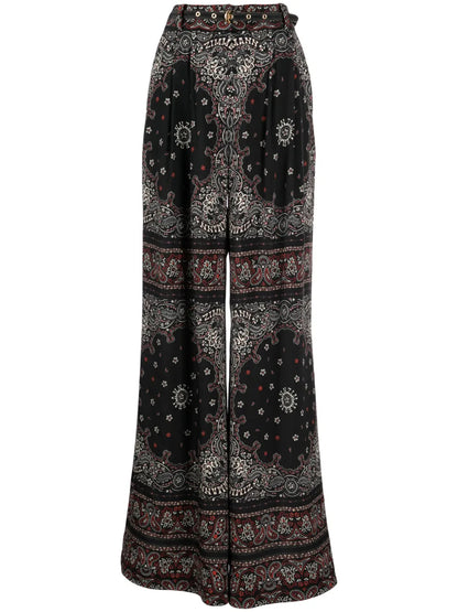 Bandana-Print Wide-Leg Trousers
