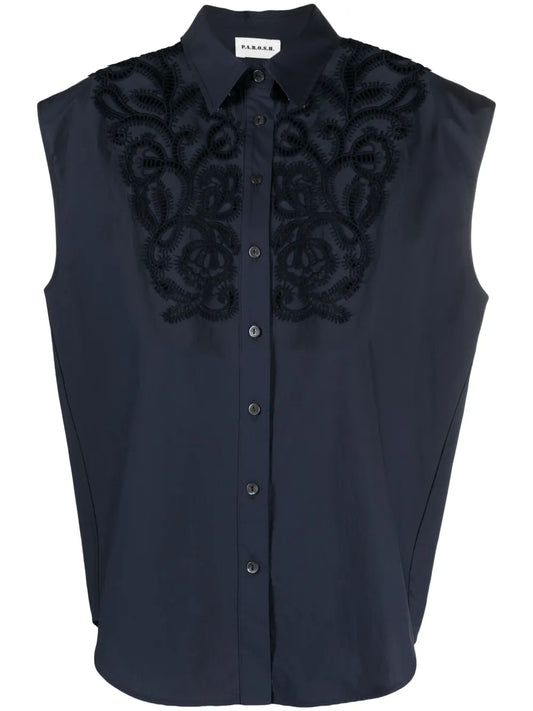 Broderie Anglaise Sleeveless Shirt
