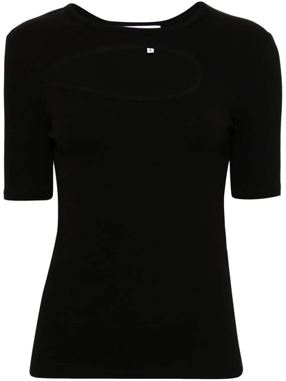 Dot Cut-Out Ribbed-Knit Top