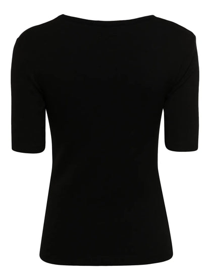 Dot Cut-Out Ribbed-Knit Top