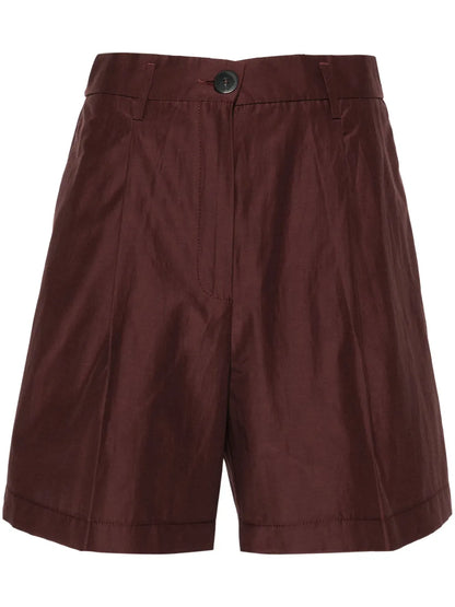 Pleat-Detailing High-Waisted Shorts