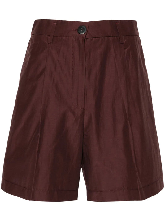 Pleat-Detailing High-Waisted Shorts