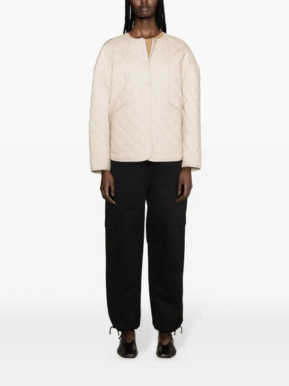 Drop-Shoulder Diamond-Quilted Jacket
