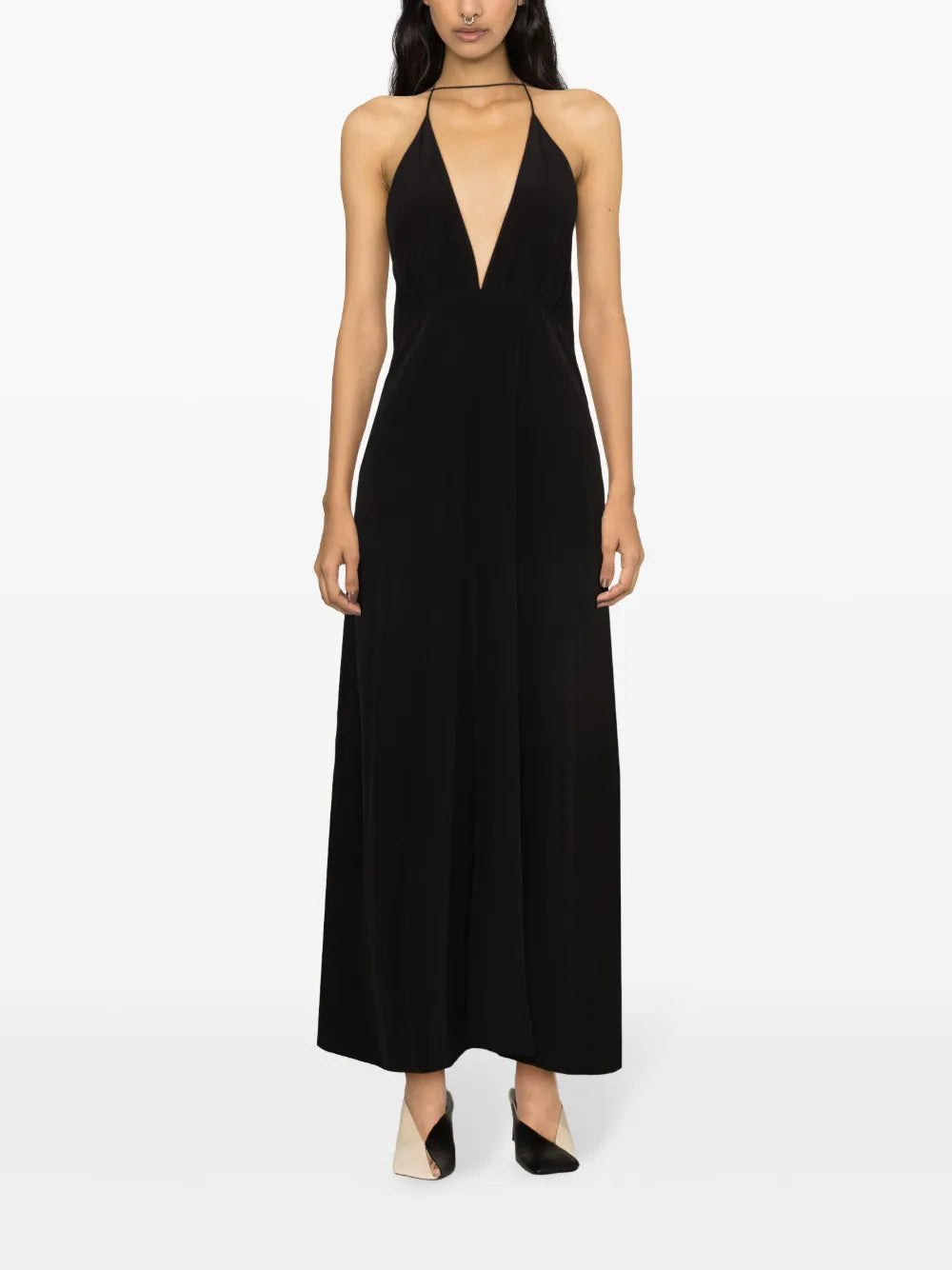 Halterneck Flared Maxi Dress