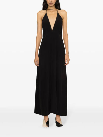 Halterneck Flared Maxi Dress