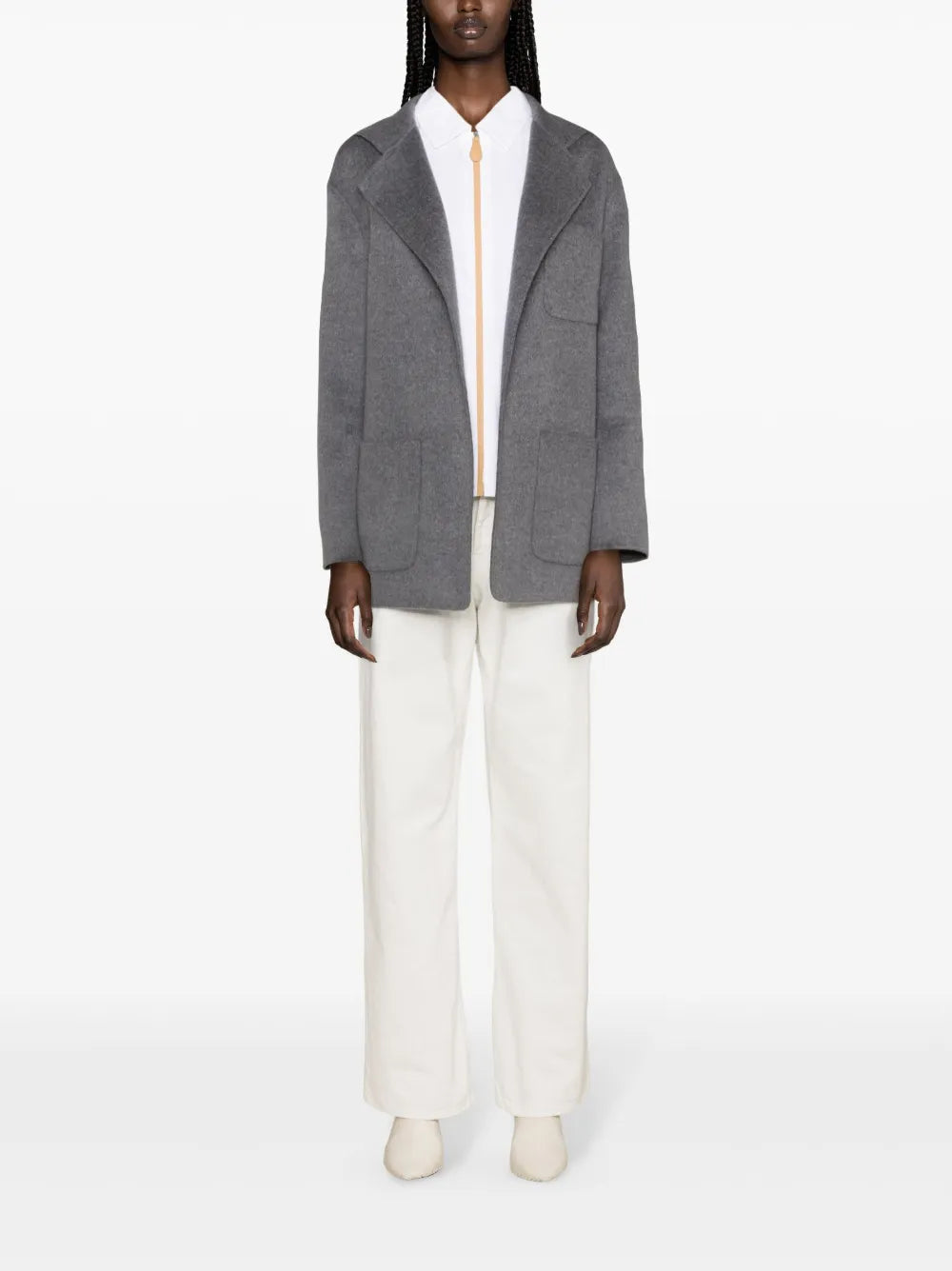 Notched-Lapels Mélange Jacket