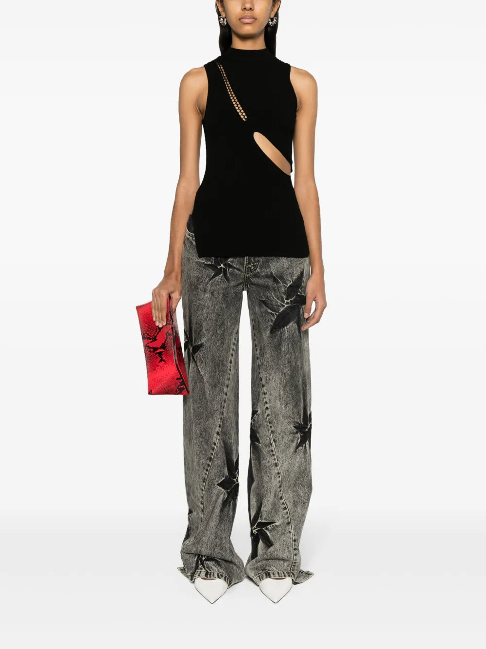Cut-Out Ribbed-Knit Tank Top