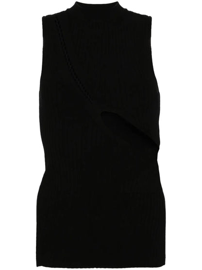 Cut-Out Ribbed-Knit Tank Top