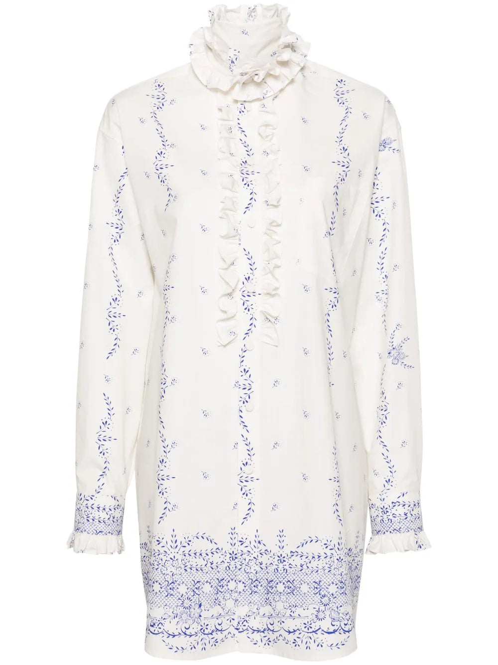 Floral-Print Cotton Shirt Dress