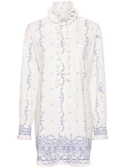 Floral-Print Cotton Shirt Dress