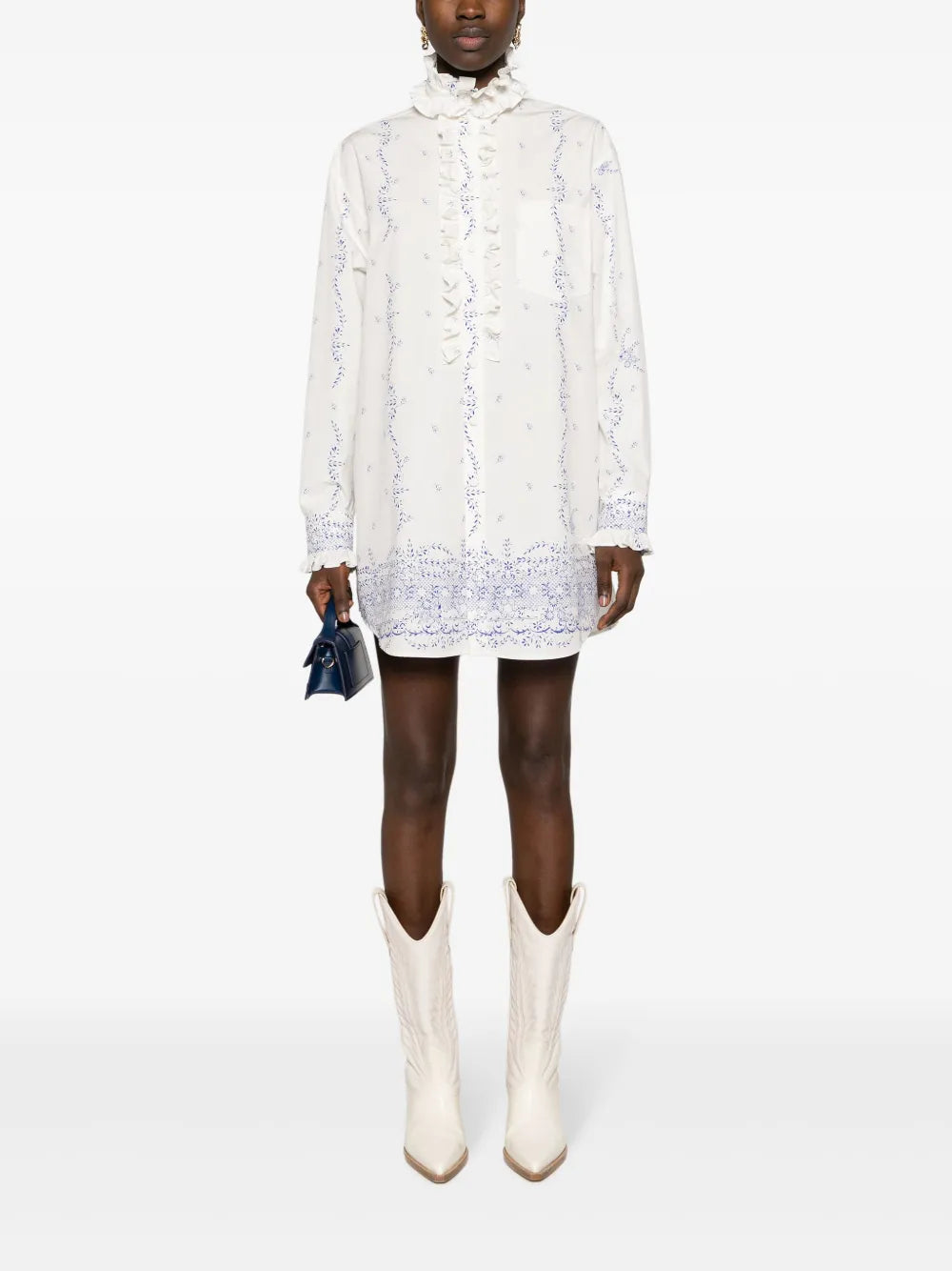 Floral-Print Cotton Shirt Dress