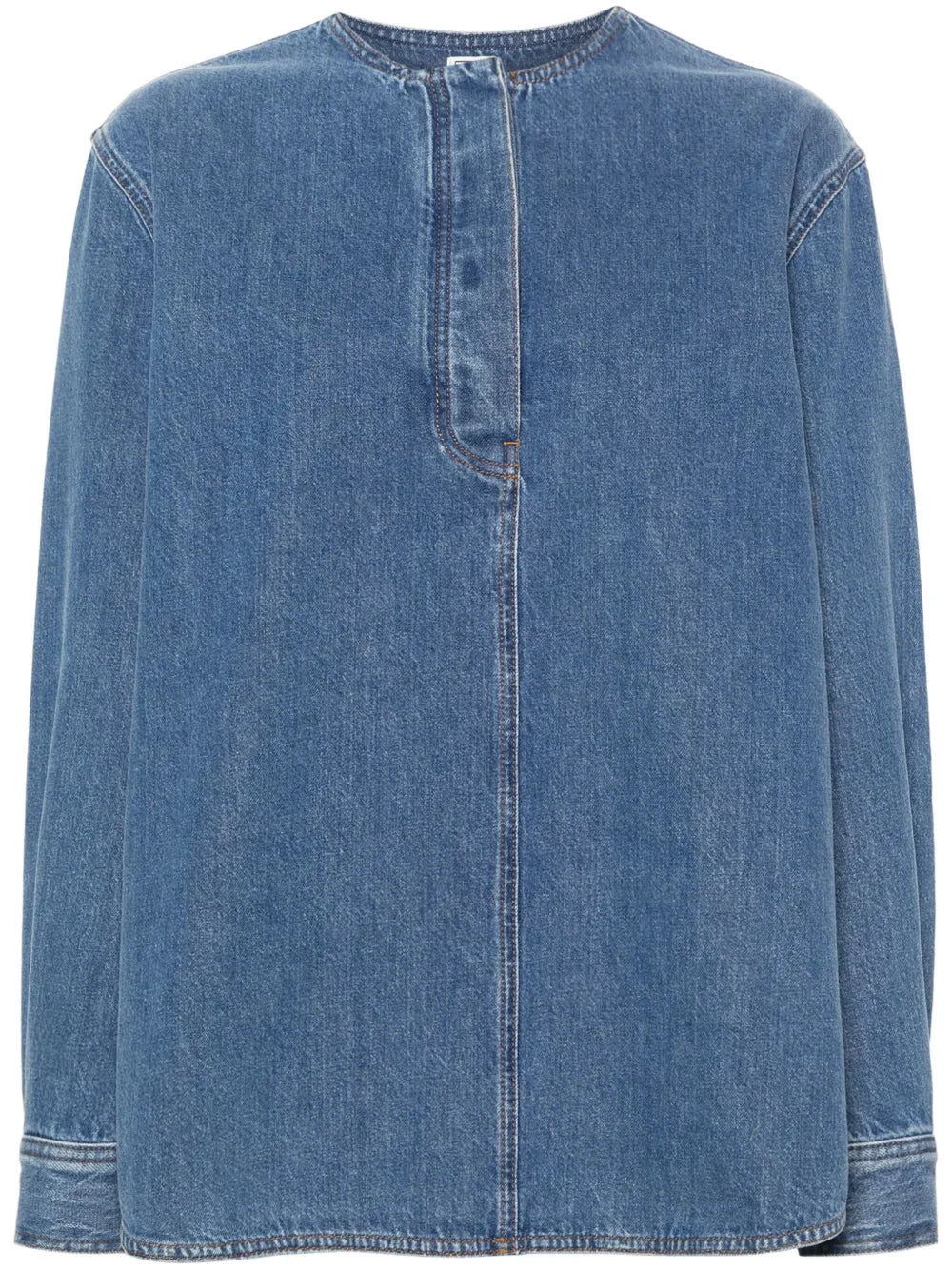 Collarless Denim Shirt