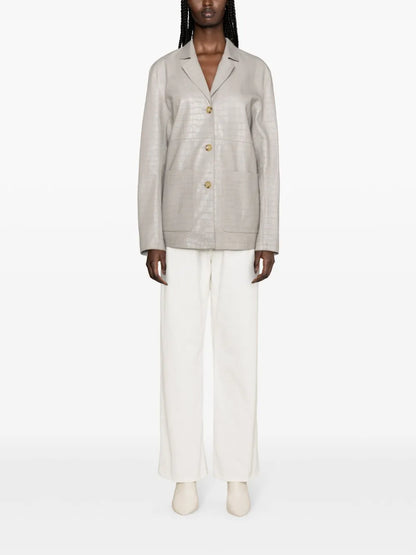 Crocodile-Embossed Leather Jacket