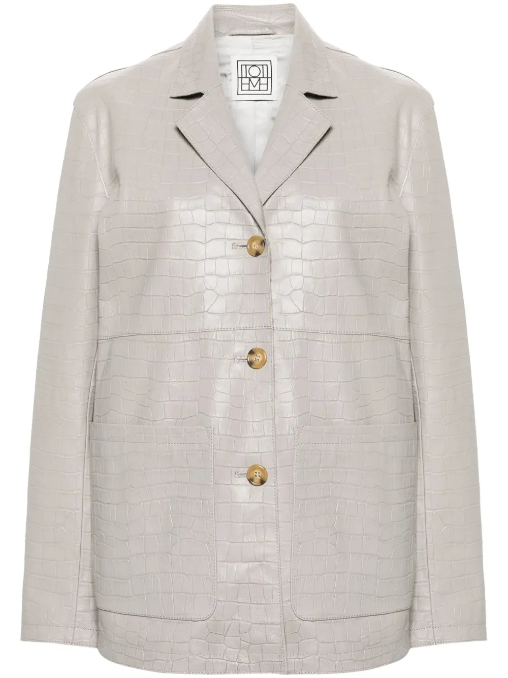 Crocodile-Embossed Leather Jacket