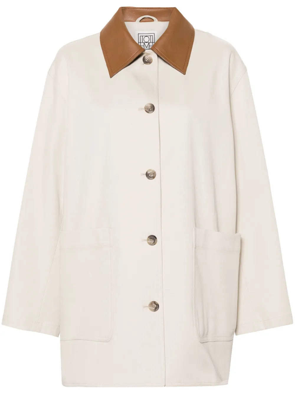 Contrasting-Collar Twill Shirt Jacket