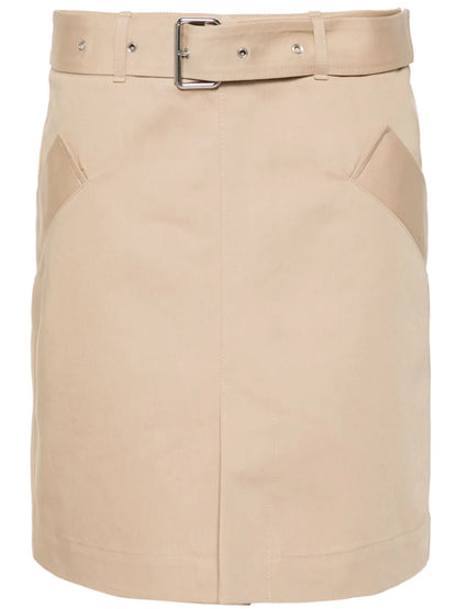 Front-Slit Belted Skirt