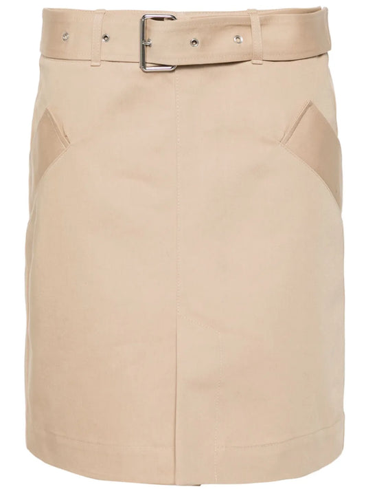 Front-Slit Belted Skirt