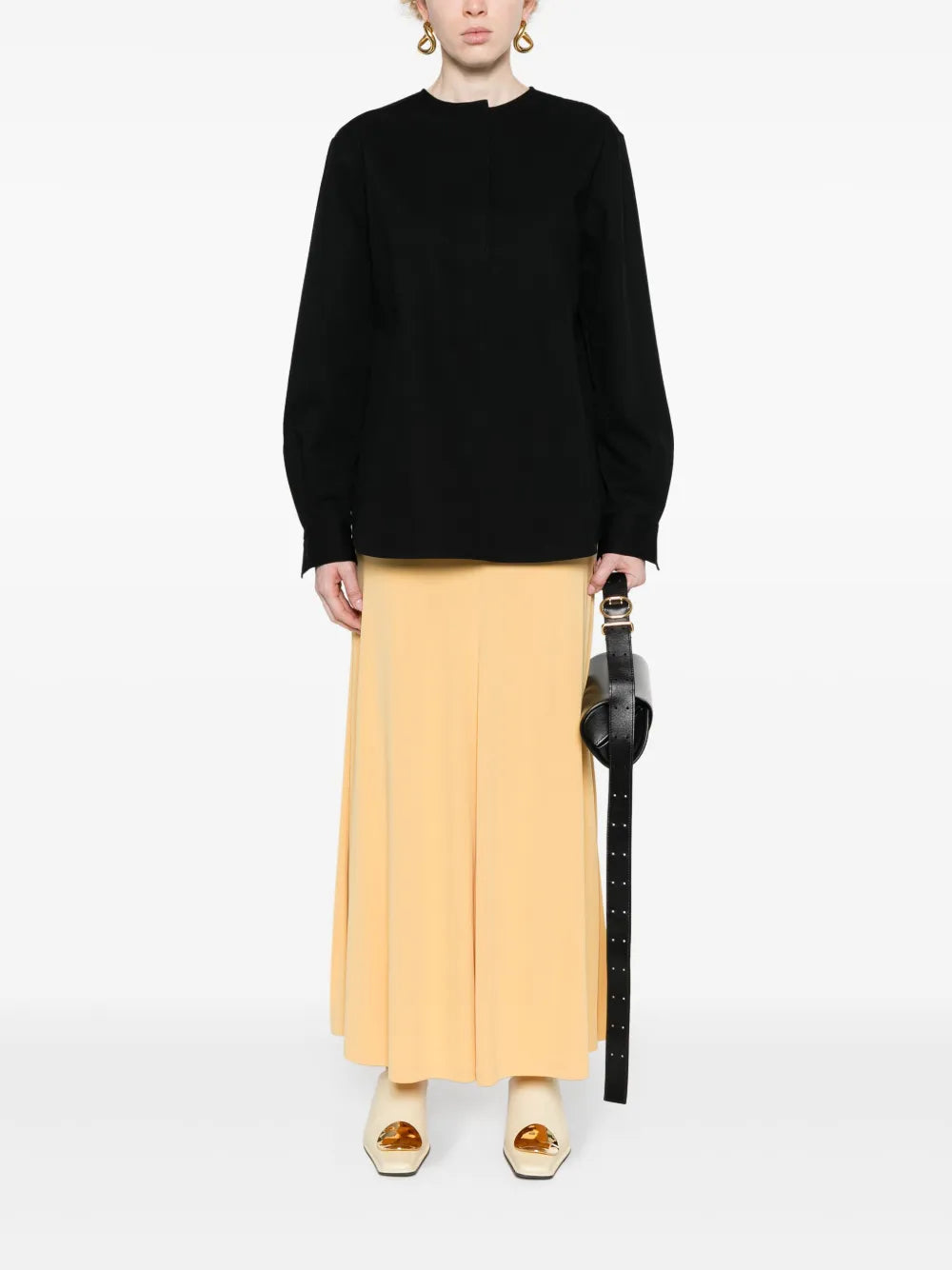 Collarless Twill Shirt