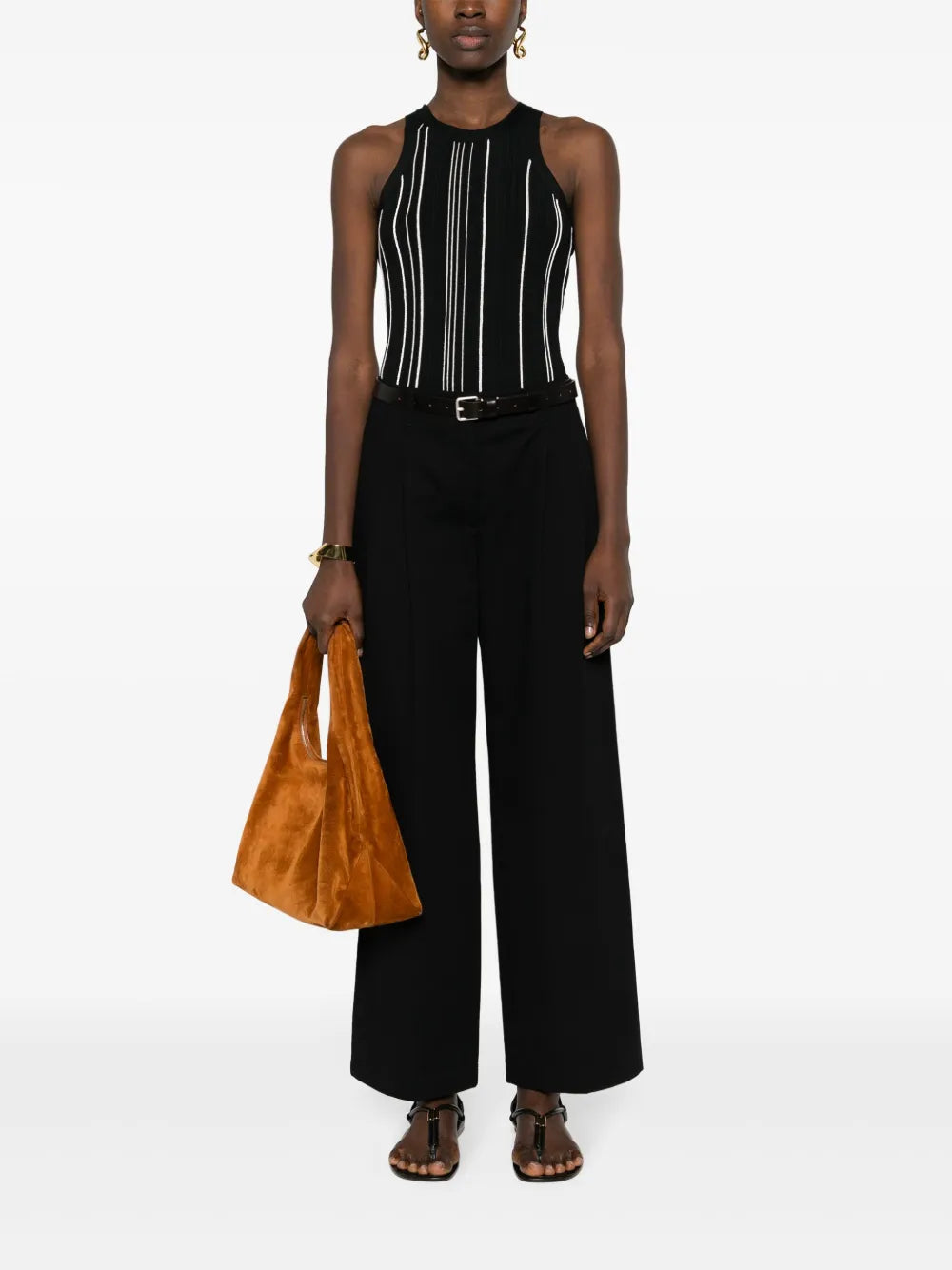 Wide-Leg Twill Trousers