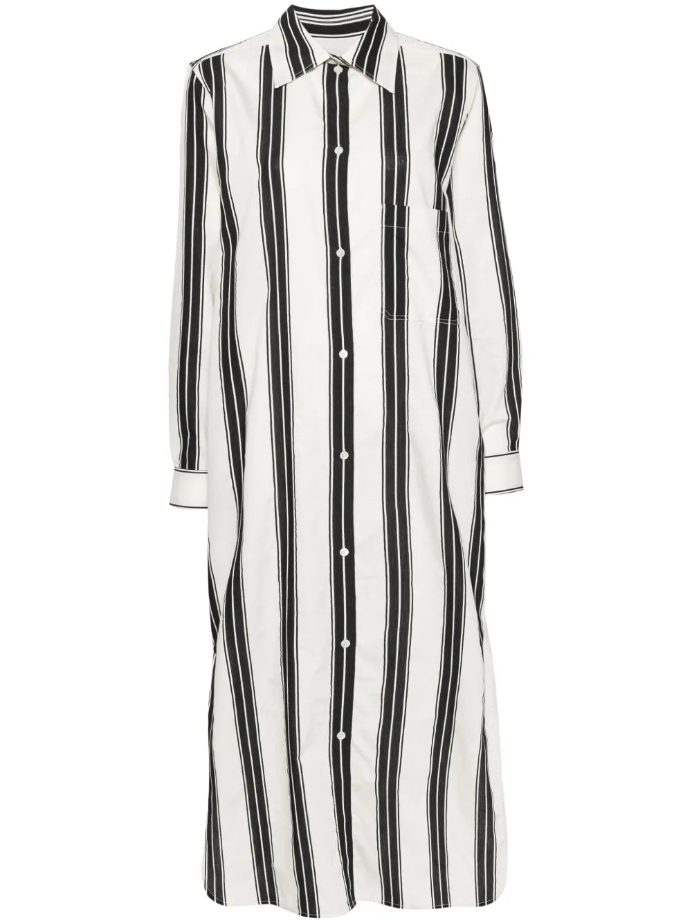 Stripe-Pattern Shirt Dress