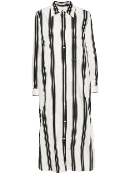 Stripe-Pattern Shirt Dress