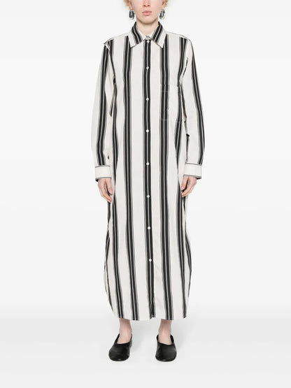 Stripe-Pattern Shirt Dress