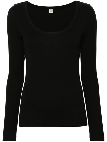Scoop-Neck Fine-Ribbed T-Shirt