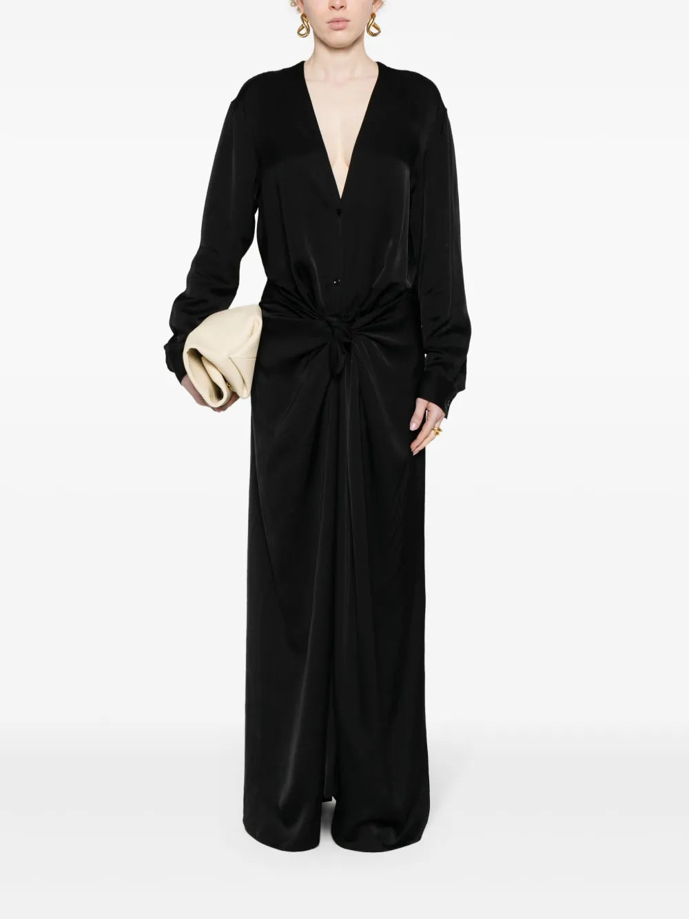 Knot-Detail Satin Dress