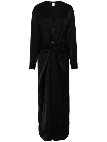 Knot-Detail Satin Dress
