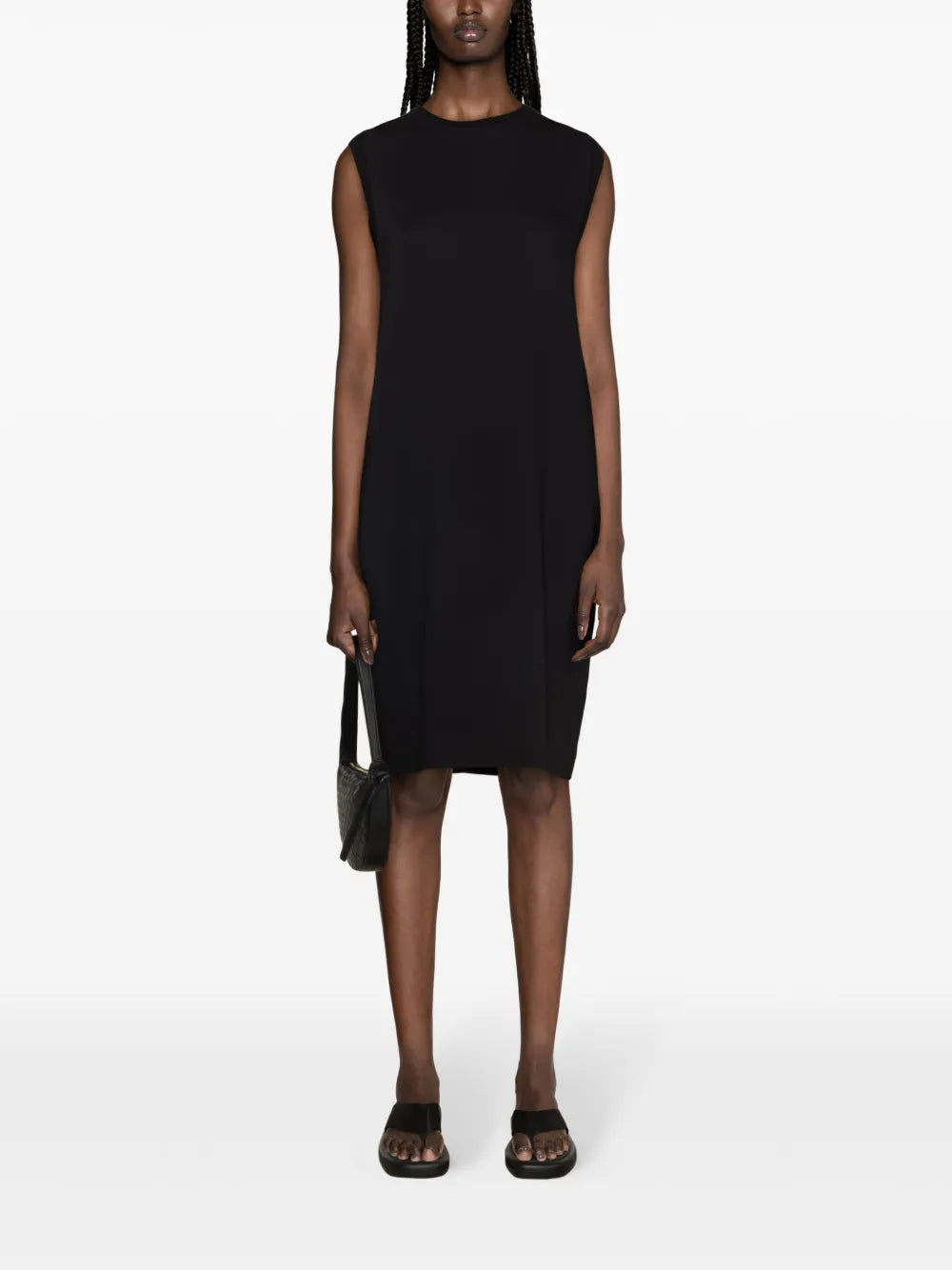 Crew-Neck Crepe Midi Dress