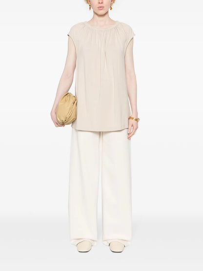 Gathered-Neck Jersey Top